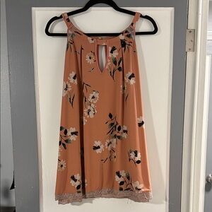 Torrid Floral Sleeveless Top with Lace Hem